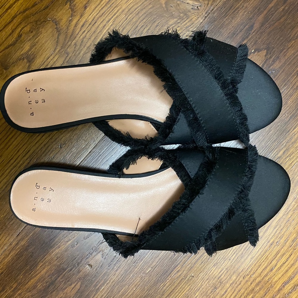 Black satin sandals